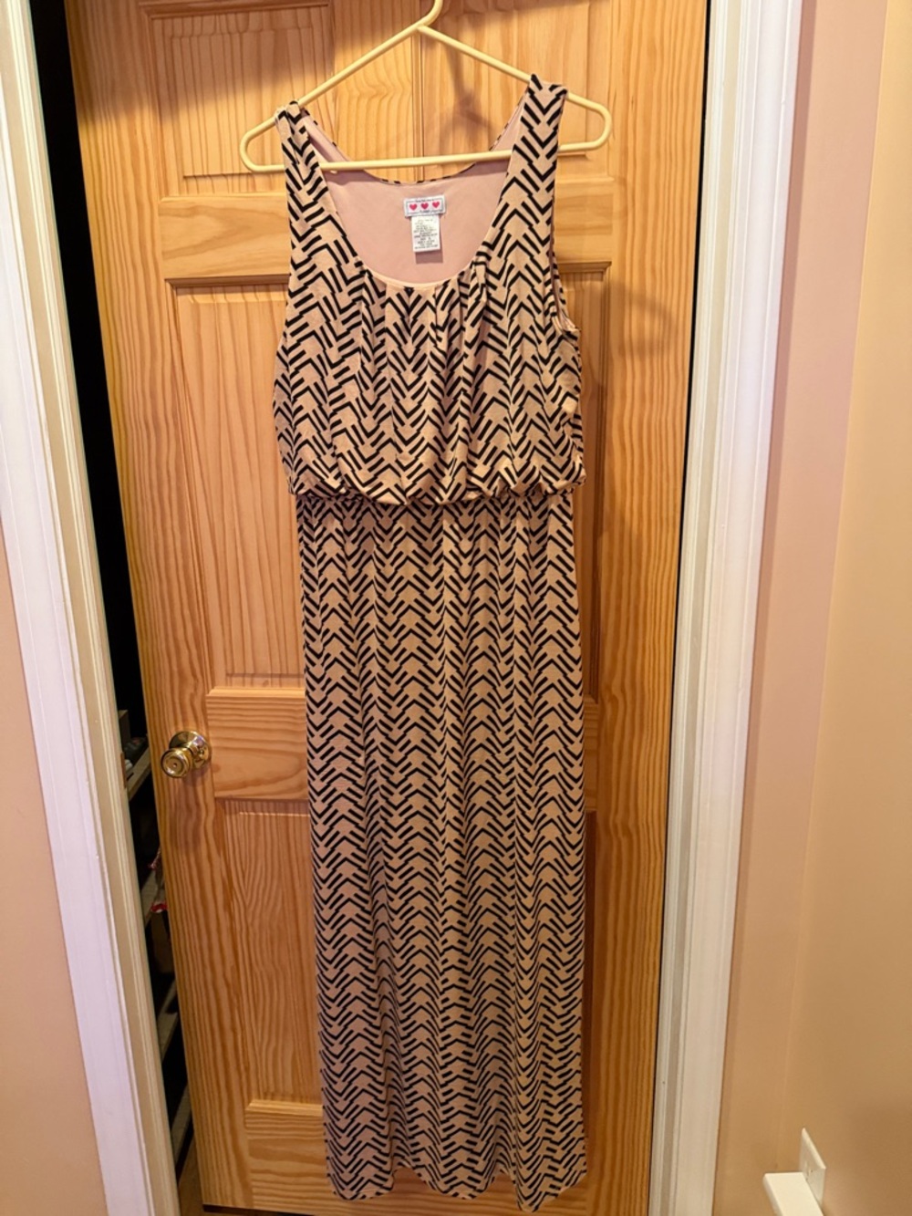 Trixxi Black Chevron Maxi Dress on Blush